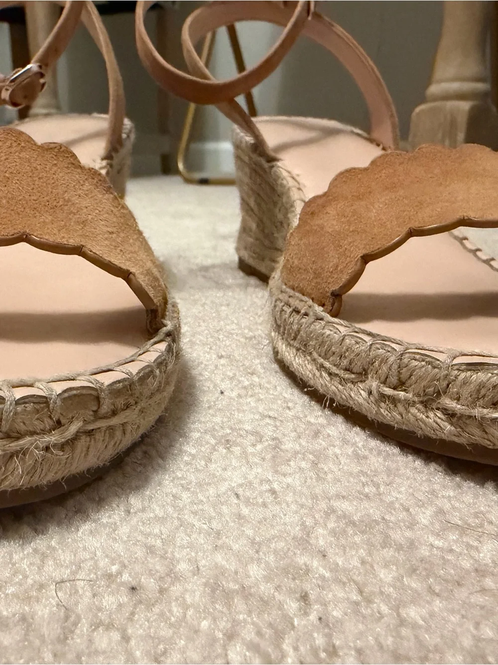 kate spade pre-loved Women’s Tan Scalloped Espadrille Ankle-Strap Sandals